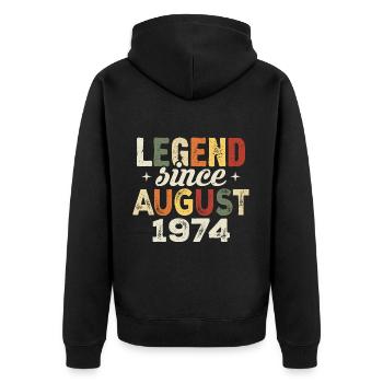 Août 1974 Anniversaire Août 1974 - Août 1974 - Veste à capuche bio Premium Unisexe - noir - Dos - Nico (187cm)