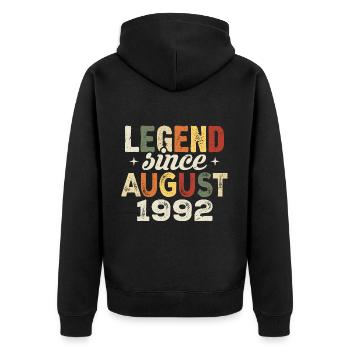 August 1992 Anniversary August 1992 - August 1992 - Unisex Premium Organic Zip Hoodie - black - Back - Nico (187cm)