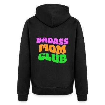 Badass Mom Club - Unisex Premium Organic Zip Hoodie - black - Back - Nico (187cm)