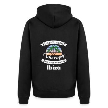 Urlaubreise nach Ibiza - Unisex Premium Bio Zip Hoodie - Schwarz - Hinten - Nico (187cm)