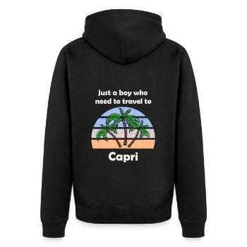 Urlaub auf Capri in Italien - Unisex Premium Bio Zip Hoodie - Schwarz - Hinten - Nico (187cm)