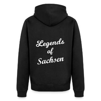 Legenden aus Sachsen - Unisex Premium Bio Zip Hoodie - Schwarz - Hinten - Nico (187cm)