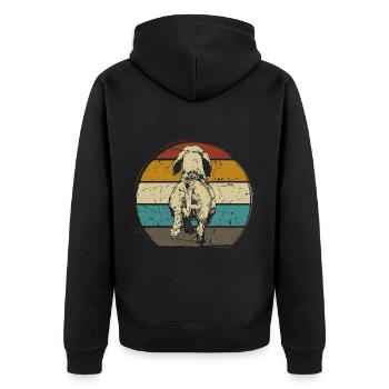 Dackel Hund Zeichnung von hinten Hund retro vintag - Unisex Premium Bio Zip Hoodie - Schwarz - Hinten - Nico (187cm)
