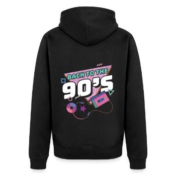 90s 90s Retro Gift - Unisex Premium Organic Zip Hoodie - black - Back - Nico (187cm)
