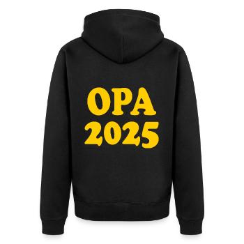 Opa 2025 - Unisex Premium Bio Zip Hoodie - Schwarz - Hinten - Nico (187cm)