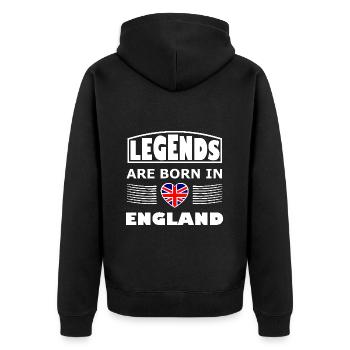 Die Engländer kommen - Unisex Premium Bio Zip Hoodie - Schwarz - Hinten - Nico (187cm)