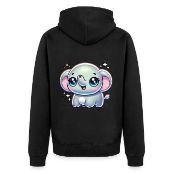 Super Cute Kawaii Baby Elefant - Unisex Premium Bio Zip Hoodie - Schwarz - Hinten - Nico (187cm)