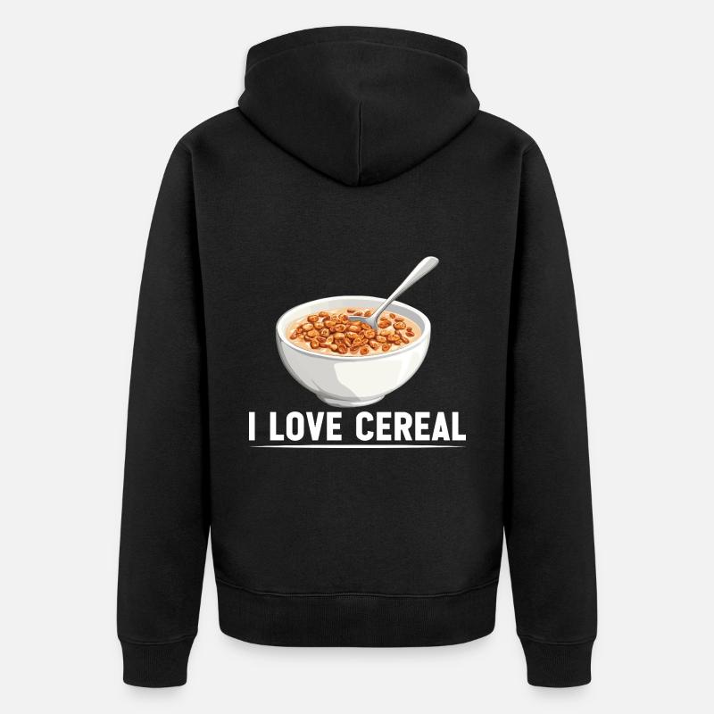 I Love Cereal 16 - Unisex Premium Bio Zip Hoodie - Schwarz