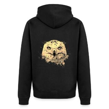 Vintage Schnee Eule Kopf Grunge-Stil Distressed - Unisex Premium Bio Zip Hoodie - Schwarz - Hinten - Nico (187cm)