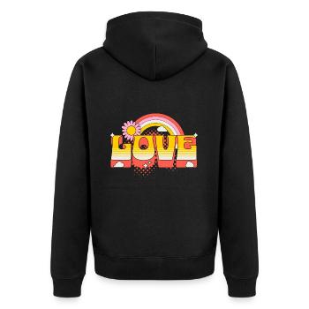 Amour Écriture Fleur Arc-en-ciel Nuages Art - Veste à capuche bio Premium Unisexe - noir - Dos - Nico (187cm)