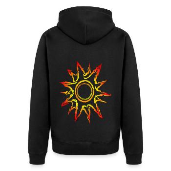 Sonne Sonnenschein Sonnenstrahlen - Unisex Premium Bio Zip Hoodie - Schwarz - Hinten - Nico (187cm)