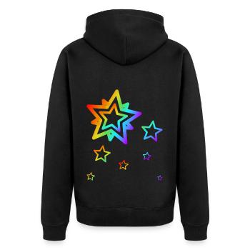 Colorful Stars Shooting Star Rainbow Gradient - Unisex Premium Organic Zip Hoodie - black - Back - Nico (187cm)