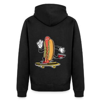 Hot Dog Skateboarder Skateboard skateboarding skateboard - Unisex Premium Organic Zip Hoodie - black - Back - Nico (187cm)