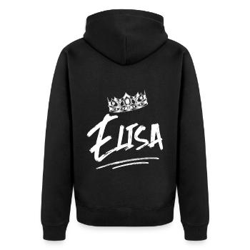 ELISA - Unisex Premium Organic Zip Hoodie - black - Back - Nico (187cm)