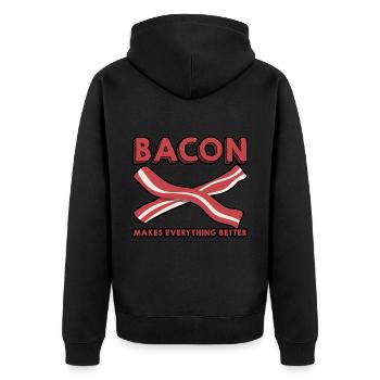 Bacon Makes Everything Better 10 - Unisex Premium Organic Zip Hoodie - black - Back - Nico (187cm)