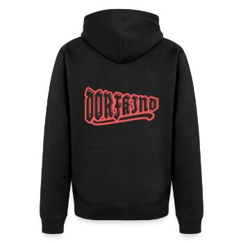 dorf dorfkind stadt stadtkind dorfi bauer landei - Unisex Premium Bio Zip Hoodie - Schwarz - Hinten - Nico (187cm)
