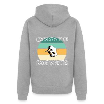 Skater Skateboardfahrer Skateboard fahren - Unisex Premium Bio Zip Hoodie - Grau meliert - Hinten - Nico (187cm)