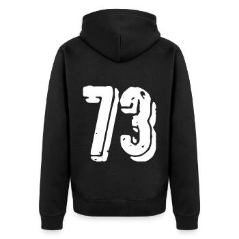 Maillot à 73 numéros - Veste à capuche bio Premium Unisexe - noir - Dos - Nico (187cm)