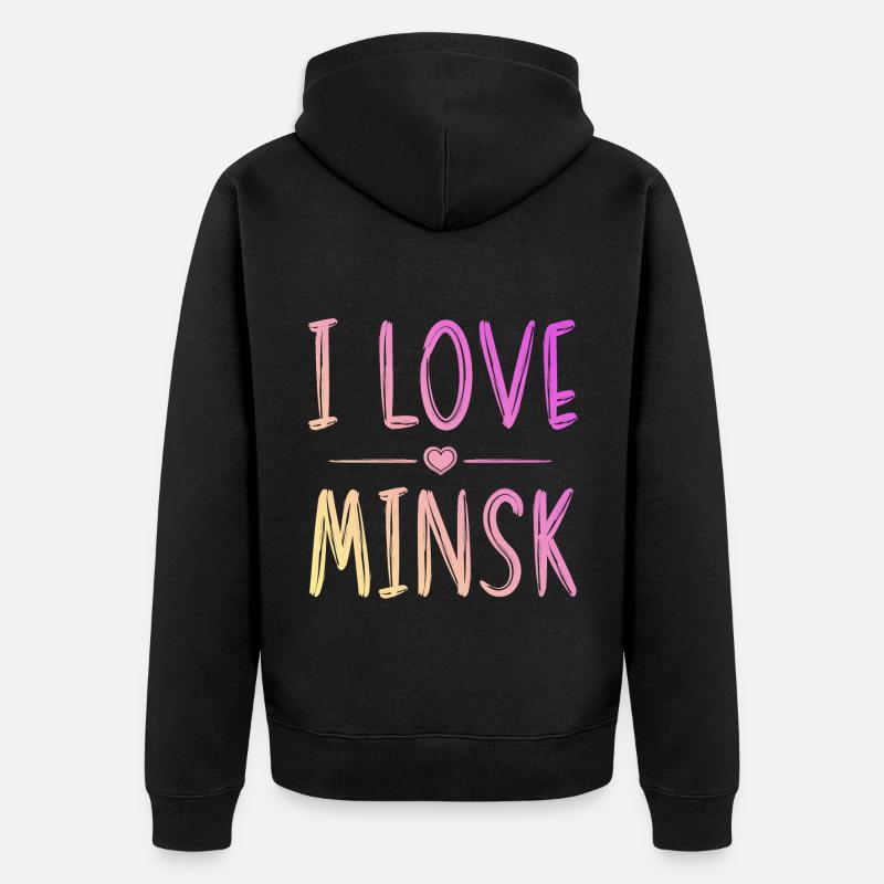 J’aime Minsk - Veste à capuche bio Premium Unisexe - noir