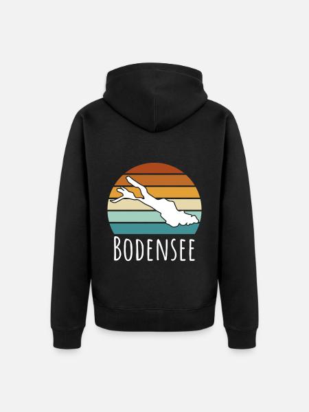 Retro Bodensee Konstanz - Unisex Premium Bio Zip Hoodie - Schwarz