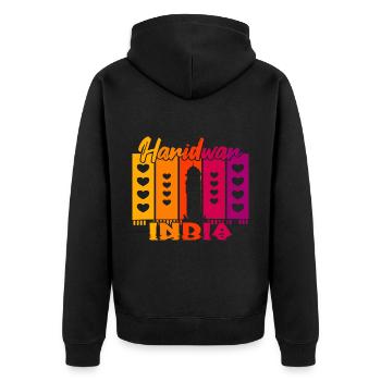 Haridwar India Sonnenuntergang - Unisex Premium Bio Zip Hoodie - Schwarz - Hinten - Nico (187cm)