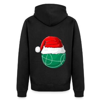 Weihnachten Weihnachtsmannmütze Weihnachts Boccia - Unisex Premium Bio Zip Hoodie - Schwarz - Hinten - Nico (187cm)