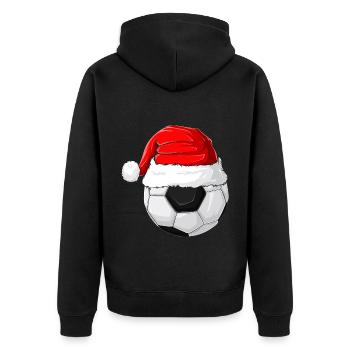 Xmas Weihnachtsmannmütze Weihnachten Fußball - Unisex Premium Bio Zip Hoodie - Schwarz - Hinten - Nico (187cm)