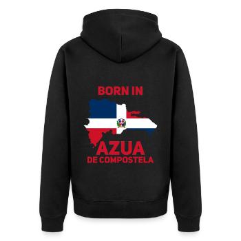 Dominikanische Republik - Unisex Premium Bio Zip Hoodie - Schwarz - Hinten - Nico (187cm)