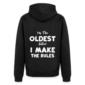 Je suis la sœur aînée que je fais le... - Veste à capuche bio Premium Unisexe - noir - Dos - Nico (187cm)