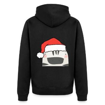 Weihnachten Zebra - Unisex Premium Bio Zip Hoodie - Schwarz - Hinten - Nico (187cm)