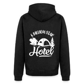 Camping Wohnmobil Van Vintage im Wohnwagen Caravan - Unisex Premium Bio Zip Hoodie - Schwarz - Hinten - Nico (187cm)