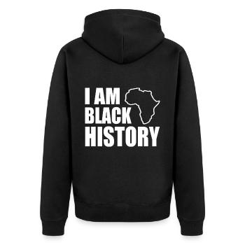 I am black histor - Unisex Premium Organic Zip Hoodie - black - Back - Nico (187cm)