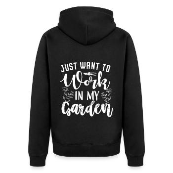 Jardinier dans le jardin Jardinier amateur prend soin des plantes - Veste à capuche bio Premium Unisexe - noir - Dos - Nico (187cm)