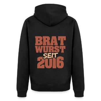 Jahr 2016 - Unisex Premium Bio Zip Hoodie - Schwarz - Hinten - Nico (187cm)