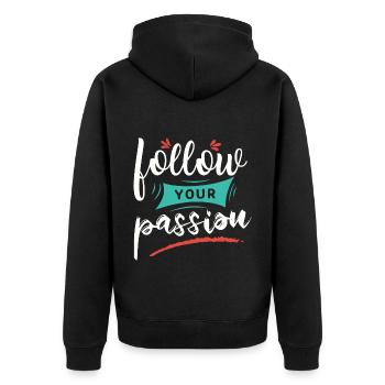 Suivez votre passion - Veste à capuche bio Premium Unisexe - noir - Dos - Nico (187cm)
