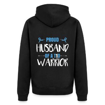 Proud Husband Of A T1D Warrior - Unisex Premium Organic Zip Hoodie - black - Back - Nico (187cm)