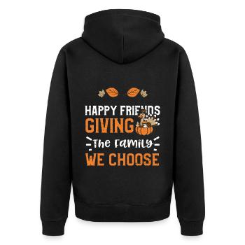 Happy Friends Giving The Family... - Unisex Premium Bio Zip Hoodie - Schwarz - Hinten - Nico (187cm)