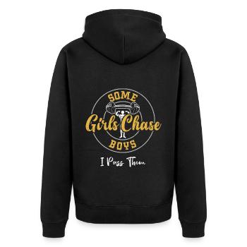 Certaines filles chassent les garçons Je les dépasse - Veste à capuche bio Premium Unisexe - noir - Dos - Nico (187cm)