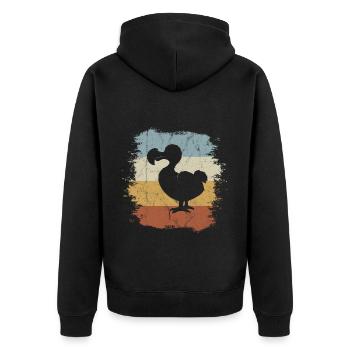 Lässiger Retro Oldschool Vogel Funky Vintage Dodo - Unisex Premium Bio Zip Hoodie - Schwarz - Hinten - Nico (187cm)