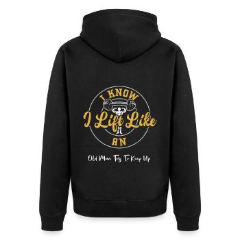 Je sais que je soulève comme un vieil homme tr... - Veste à capuche bio Premium Unisexe - noir - Dos - Nico (187cm)