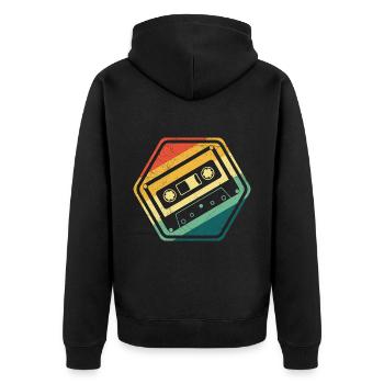 80er 90er Jahre Kassette Mixtape Retro Lustig - Unisex Premium Bio Zip Hoodie - Schwarz - Hinten - Nico (187cm)