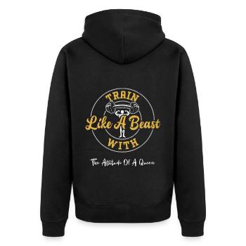 Train Like A Beast With The Atti... - Unisex Premium Bio Zip Hoodie - Schwarz - Hinten - Nico (187cm)
