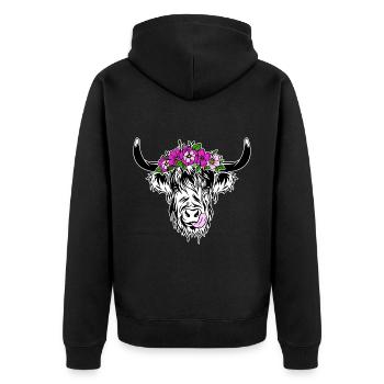 Scottish Highlands Highland Cattle Highland Cow - Unisex Premium Organic Zip Hoodie - black - Back - Nico (187cm)