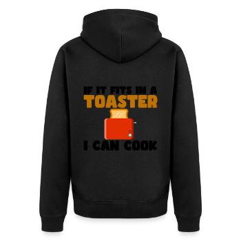 If It Fits In A Toaster, I Can Cook It 3 - Unisex Premium Bio Zip Hoodie - Schwarz - Hinten - Nico (187cm)