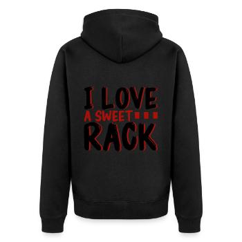 I Love A Sweet Rack 2 - Unisex Premium Organic Zip Hoodie - black - Back - Nico (187cm)
