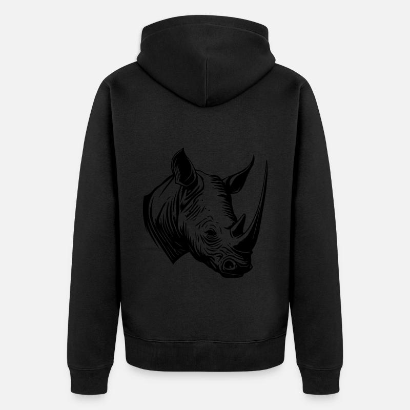 Silhouette animale de rhinocéros - Veste à capuche bio Premium Unisexe - noir