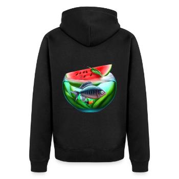 Watermelon aquarium with fish - Unisex Premium Organic Zip Hoodie - black - Back - Nico (187cm)