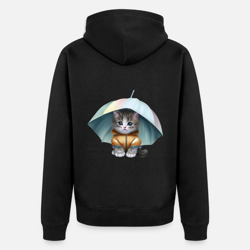 Chaton en imperméable - Veste à capuche bio Premium Unisexe - noir