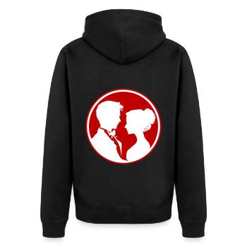 Silhouette de mariage de couple marié - Veste à capuche bio Premium Unisexe - noir - Dos - Nico (187cm)