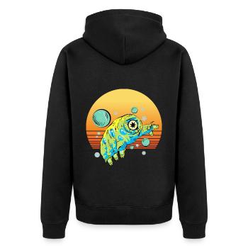 Tardigrade Retro - Unisex Premium Organic Zip Hoodie - black - Back - Nico (187cm)